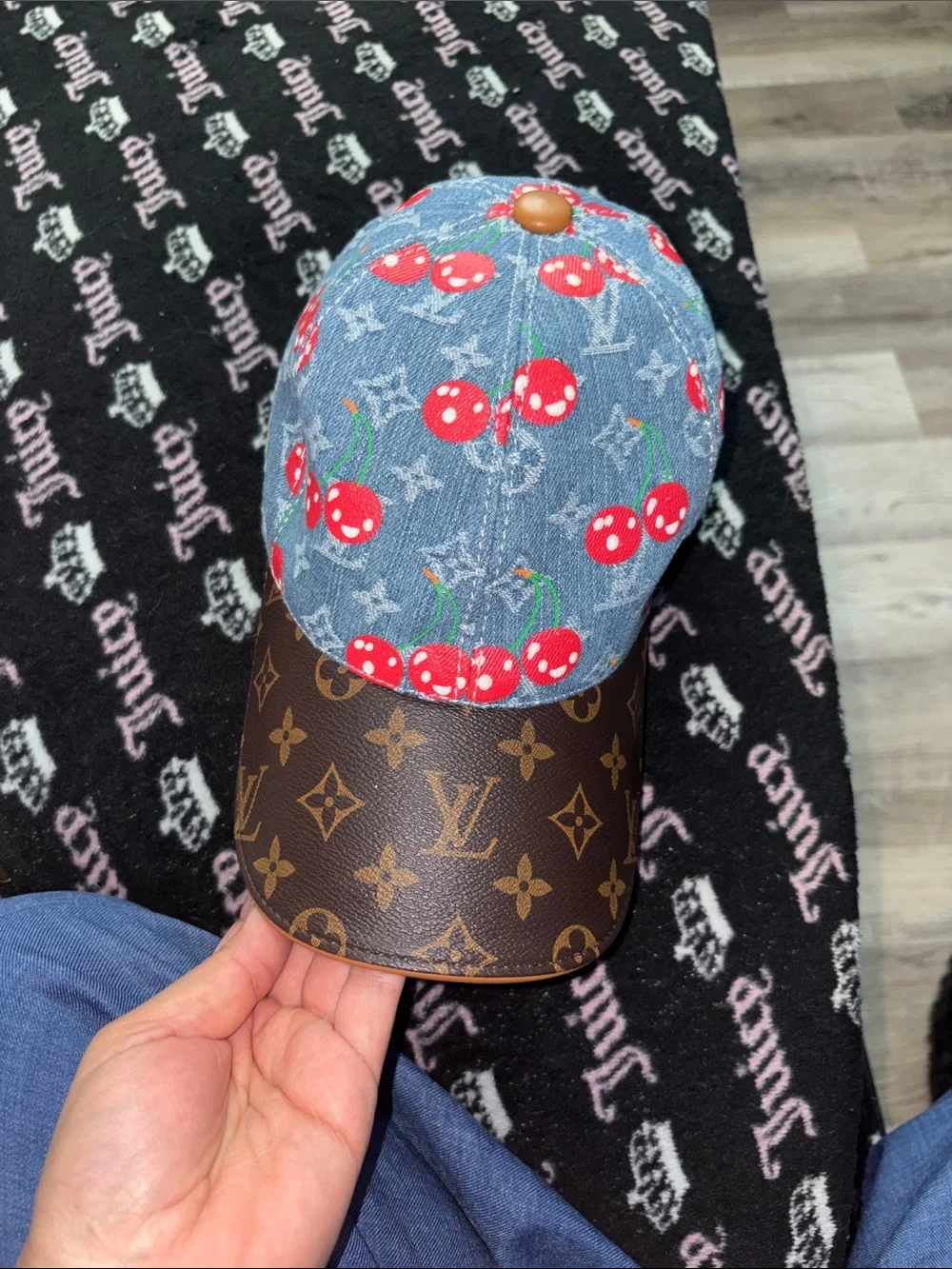 LVCherry Denim Cap - Blue & Red